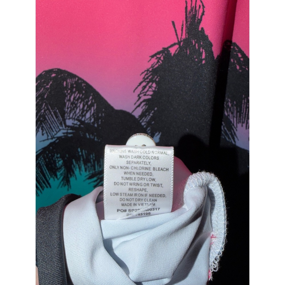 Chubbies Mens Pink Tropical Sunset Palm Tree Performance Polo Shirt Large L - Picture 6 of 6